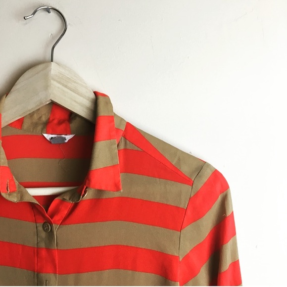 Fossil silk striped blouse button-down peplum XS - Picture 2 of 6